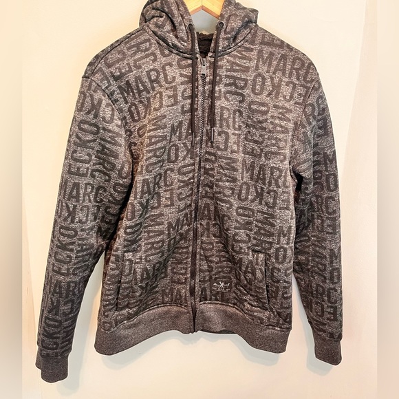 Marc Ecko - Men’s Medium - Fuzzy Black & Grey Hoodie - - Picture 11 of 16
